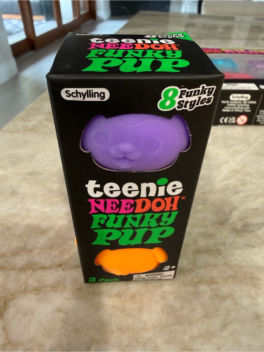 Schylling Teenie NeeDoh Funky Pup Squishy Stress Toy - Purple, Pink & Orange